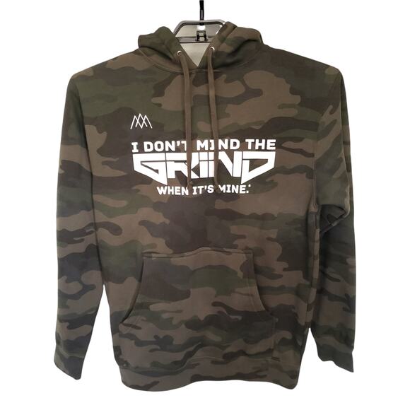 Andrea L'Ariste Graphic Camo Mens Hoodie Size S Don't Mind the Grind Streetwear - Picture 1 of 10